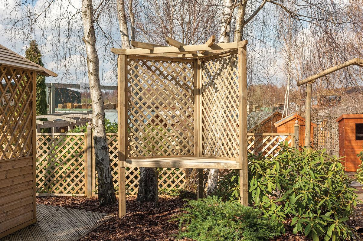 Corner Arbour with Seat - Earnshaws Fencing Centres